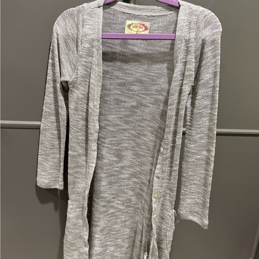 Mia Joy Gray Lightweight Knit Cardigan | Button Front | Size 5
